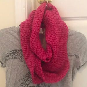 Hand Knit Pink Infinity Scarf